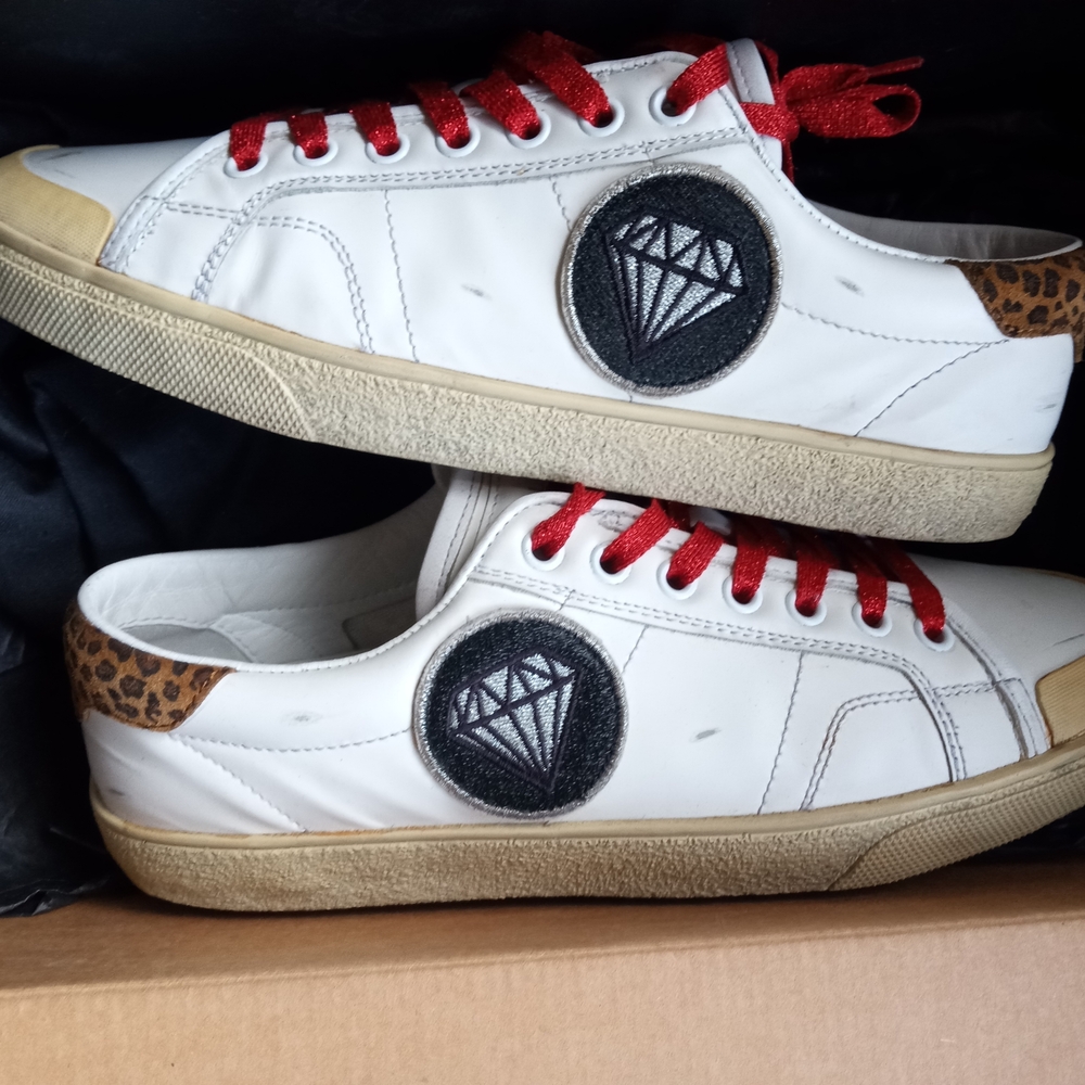 Saint Laurent White and Red Sneakers